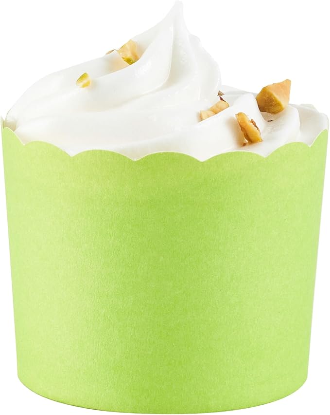 Panificio 6 Ounce Cupcake Wrappers, 200 Scalloped Baking Cups - Oven-Ready, Greaseproof, Green Paper Cupcake Liners, Disposable, For Birthdays, Baby Showers, Or Weddings - Restaurantware