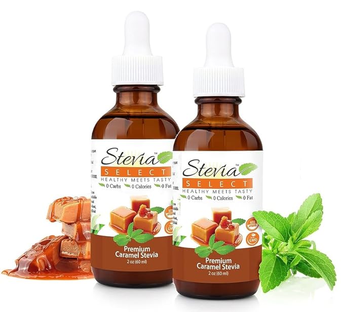 Stevia Select Caramel Flavored Liquid Stevia ??Zero Calorie Coffee, Tea, Drink & Baking Sweetener, All-Natural, No Erythritol, Keto-Friendly Sugar Alternative, 300 Servings ??2 Oz (2 Pack)