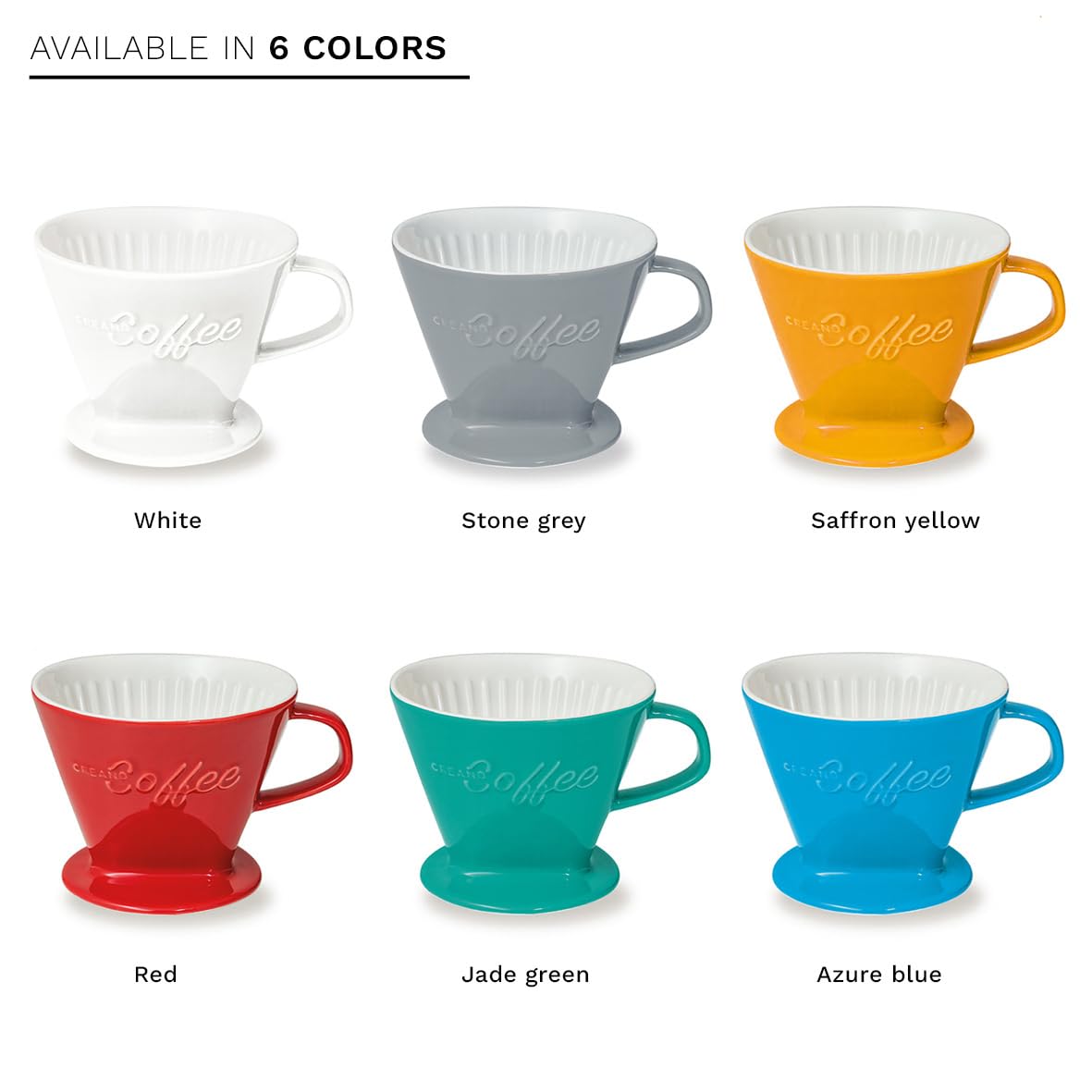 Creano XXL Porcelain Coffee Dripper White - Ceramic Cone Brewer - Pour Over Coffee Maker - Filter