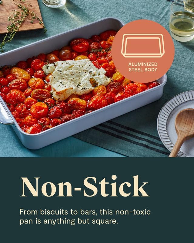 Caraway Non-Stick Ceramic 9?�x13??Rectangle Pan - Naturally Slick Ceramic Coating - Non-Toxic, PTFE & PFOA Free - Perfect for Brownies, Lasagnas, and More - Marigold