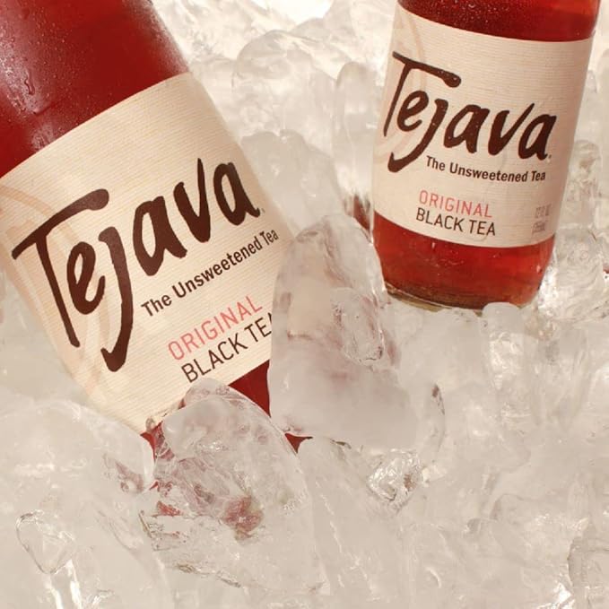 Tejava Original Unsweetened Black Iced Tea, 24 Pack, 12oz Glass Bottles, Non-GMO, Kosher, No Sugar or Sweeteners, No calories, No Preservatives, Brewed in Small Batches