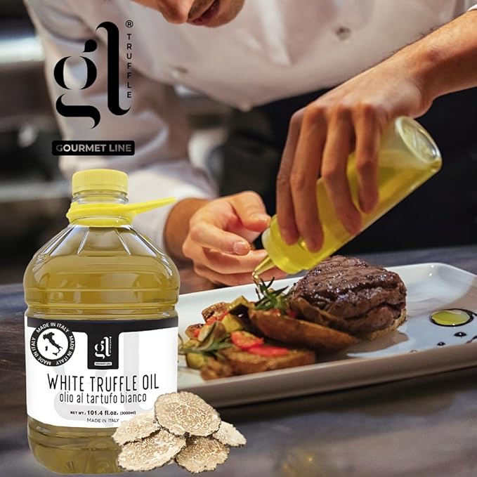 White Truffle Oil Bulk 3 liters (97 fl.oz), Non-GMO, Foodservice Truffle Oil, Made in Italy, GL Truffle Gourmet Line