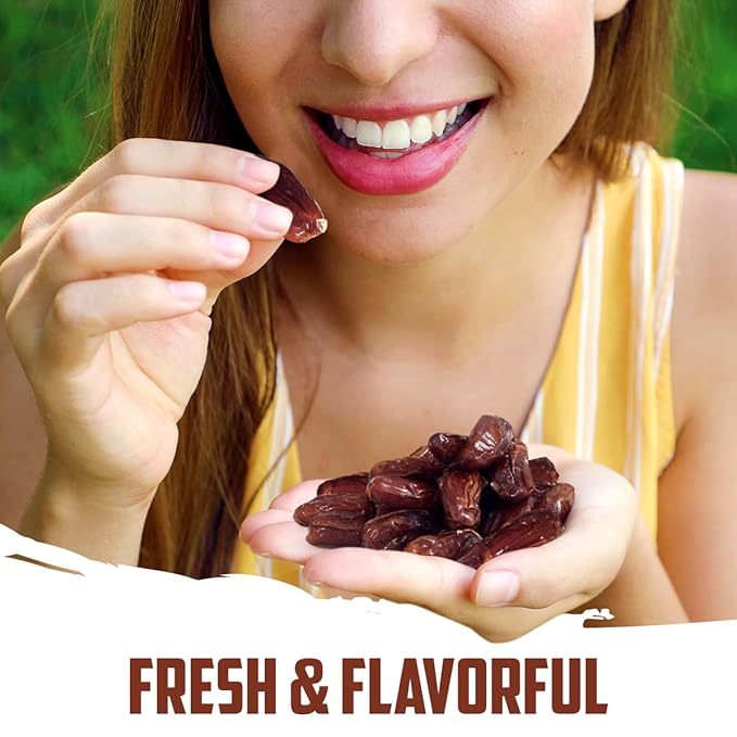 Pitted Dates 1lb pack of Deglet Noor Dates Pitted Bulk No Sugar Added, Delicious and Nutritious Deglet Date Ideal for Baking, Energy Bites and Salads, Whole Dried and Ready to Eat