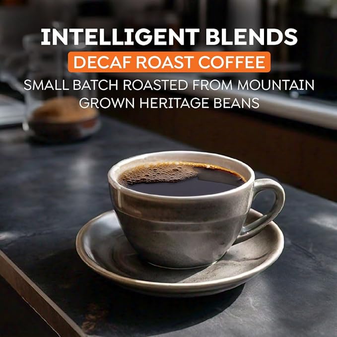 Intelligent Blends Decaf Dark Roast Coffee Pods, 100 ct, Recyclable Single Serve Pods – 100% Arabica Coffee, Compatible with Keurig K Cups Maker