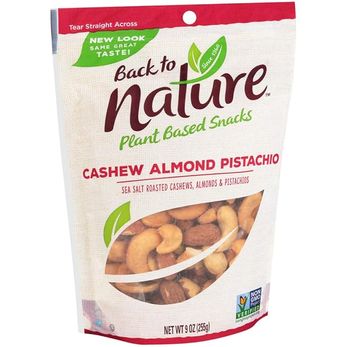 Back To Nature Non-Gmo Trail Mix, Cashew Almond Pistachio Blend, 9 Ounce (Pack of 5)