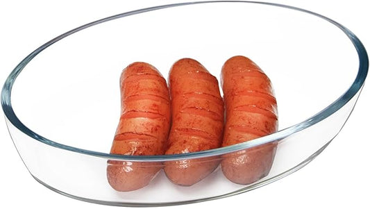 0.7L Glass Baking Dish for Oven, Borosilicate Glass Casserole Dish, Oval Oven Safe Glass Baking Pan
