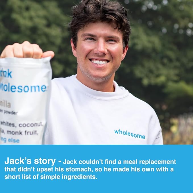 Drink Wholesome Vanilla Meal Replacement Powder | for Sensitive Stomachs | Gut Friendly | Additive & Dairy Free | No Artificial Sweeteners | No Bloating, Farts or Gas | No Constipation or Diarrhea