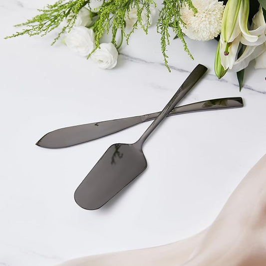 AW BRIDAL Black Wedding Knife and Cake Server Set, Cake Cutting Set for Wedding Pie Cutter Bridal Shower Anniversary Engagement Gifts for Couples