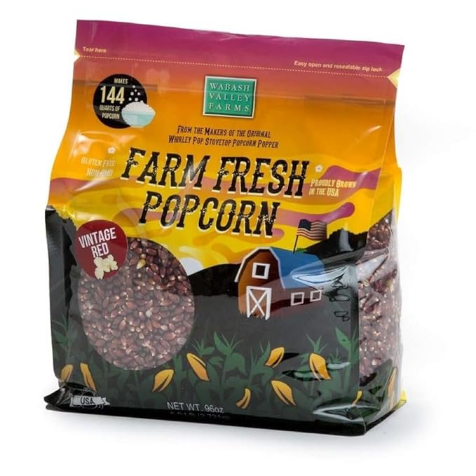 Wabash Valley Farms Popcorn Kernels - Vintage Red Kernels, Red Popcorn Kernels, Gourmet Popcorn Kernels for Popcorn Maker, Red Corn Kernels for Popping, Non-GMO Popping Corn (6 lbs)