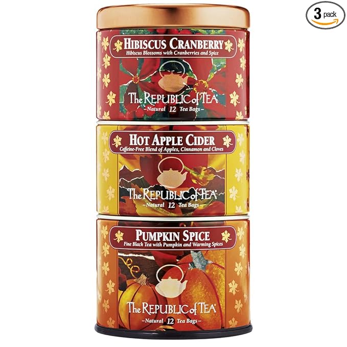 The Republic of Tea ??Harvest Stackable Tea Tin, Autumn Assortment, 36 Tea Bags