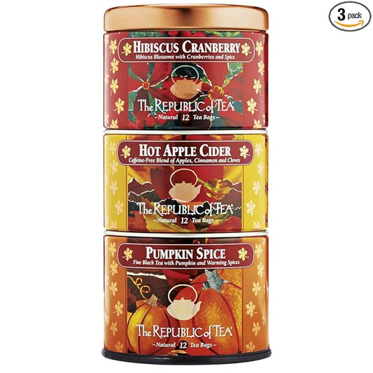The Republic of Tea ??Harvest Stackable Tea Tin, Autumn Assortment, 36 Tea Bags