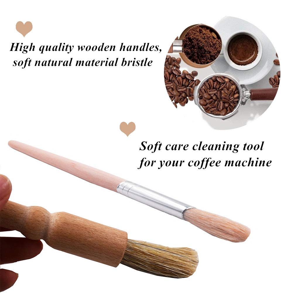DXary 5 Pieces Coffee Brush Set Professional Espresso Brush Kit Include Wooden Coffee Grinder