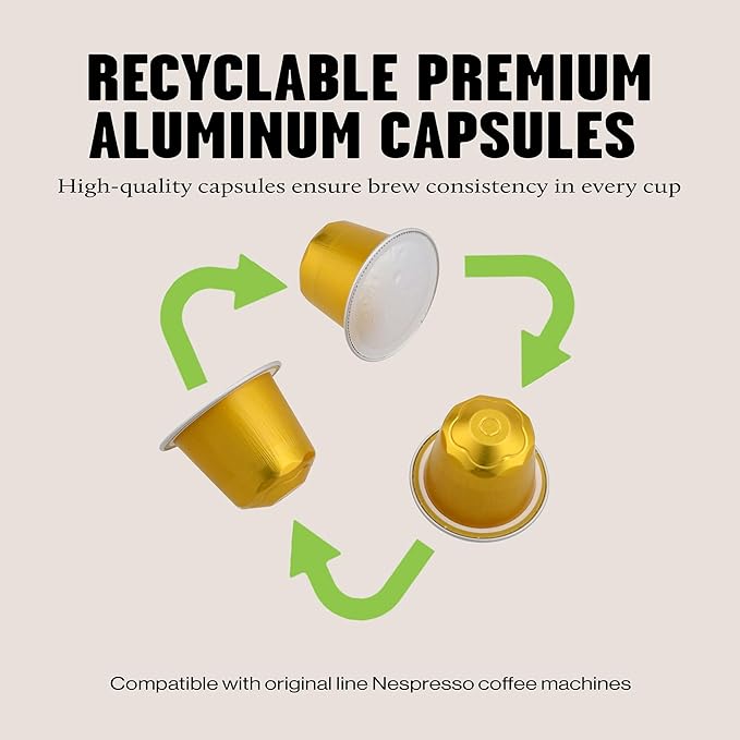 Daddy De Clieu Renaissance Coffee Pods (Sweet & Balanced, Brazil and Ethiopia, 100% Arabica Blend), Compatible with Nespresso Original Line Machines, Recyclable Aluminum Capsules, 70 Count