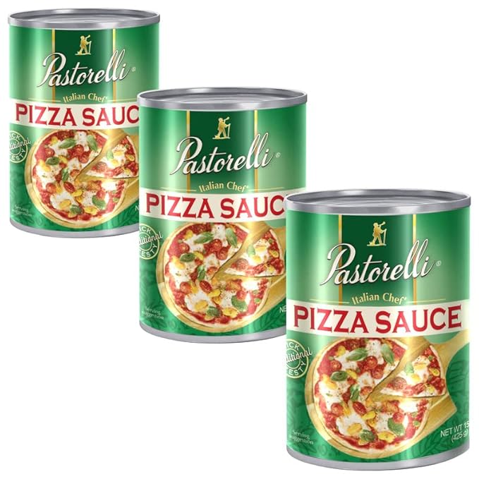 Pastorelli Pizza Sauce, Original Authentic Italian Pizza Sauce with Extra Virgin Olive Oil and Pecorino Romano Cheese Shredded, Since 1952 Family Pizza Sauce Recipe, 15 Ounce, 3-Pack