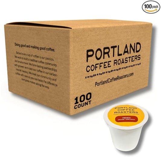 Portland Coffee Roasters, Dark Roast Single-Serve Pods, Organic French Roast, 100 Count