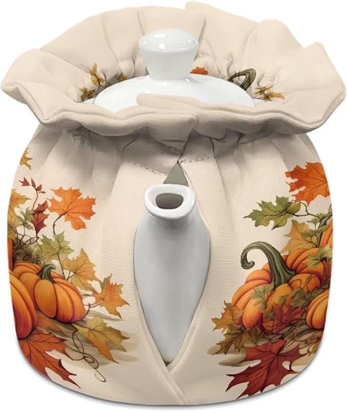 Pumpkin Tea Cozy for Teapot Dust Proof Teapots Dust Cover for All Saints' Eve Insulated Breakfast Warmer for Home Kitchen Designed in England Kettle Cover for Party