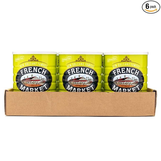 French Market 100% Pure Ground Dark Roast Chicory, Caffeine Free, 16oz Can (Pack of 6)