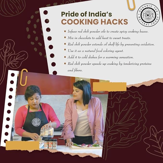 Pride of India | Red Chili Ground 2.1 oz (59 gm) Small Dual Sifter Jar | Traditional Indian Spice | Ideal for Gourmet & Savory Dishes Dishes | Non-Bioengineered, Gluten Free | Easy to Use