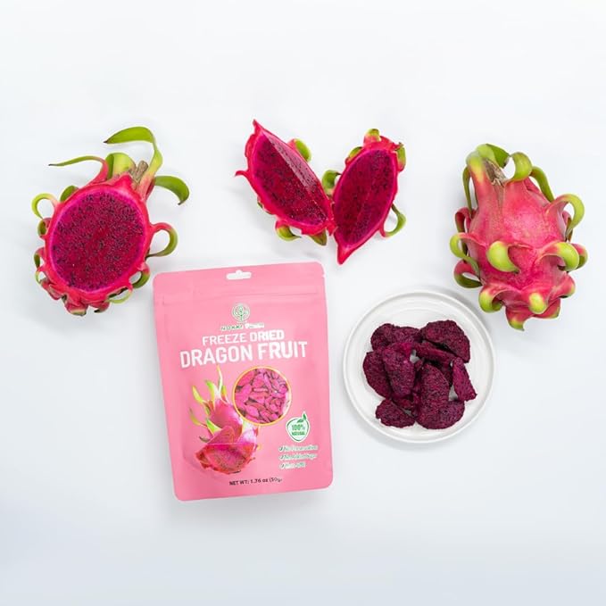 NOKKI FARM Freeze Dried Dragon Fruit - Healthy & Exotic Tropical Superfood Snacks, No Added Sugar or Preservatives, Kid-Approved, Shelf-Stable & Portable for On-The-Go Snacking - 1.76 Oz
