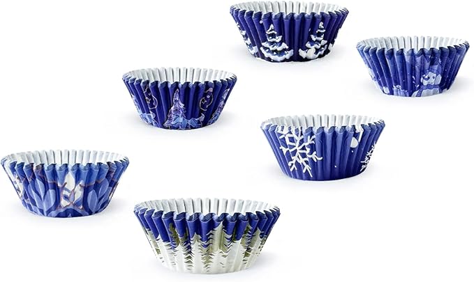 QiQee Christmas Mini 300PCS Gradient Cupcake Liners - 6 Designs, Small Size
