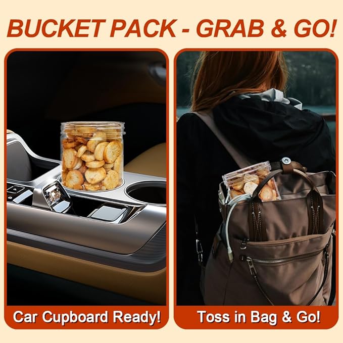 EAPC Crunchy Grilled Steamed Buns Chunks - Chinese Bread Cubes Snack, Crispy Buns, Portable Bucket Pack, Ready to Eat, 5.28oz/150g - 2 Flavor Pack (BBQ & Salt and Pepper)