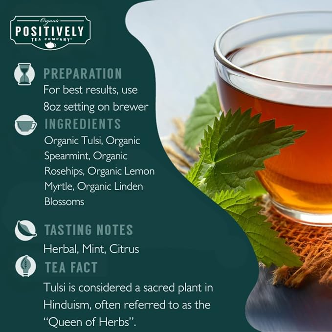 Organic Positively Tea Company, Herbal Detox Tea, K-Cup Compatible, 24 Pods