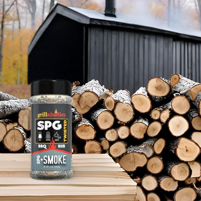 Grillaholics Twisted SPG + Smoke Seasoning - Salt Pepper Garlic and Hickory Smoke Powder Rub - All-Purpose BBQ Rub and Seasoning