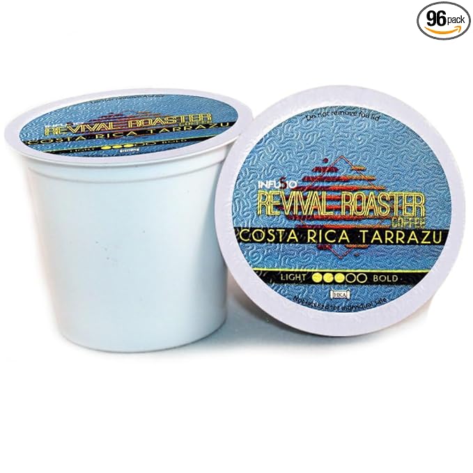 InfuSio Coffee Pods ??Revival Roaster Collection - 96 Count, Single Serve Coffee Pods for Keurig K Cupì§?Brewers, Compatible with Keurig 2.0 Brewers Costa Rica Tarrazu (Medium Roast Coffee)
