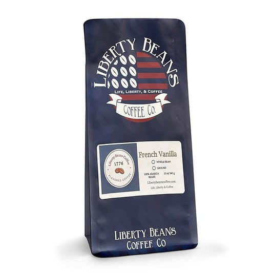 Liberty Beans Coffee Flavored Ground Coffee | Medium Roast, Low Acid | 100% Arabica | Boosts Energy, Supports Brain & Heart Health | Fair Trade & Organic, Rich Flavor, 12 oz (Single, French Vanilla)