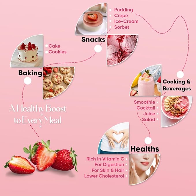 Bionutricia Strawberry Extract Powder 20:1 ??No Sugar Added, Rich in Vitamin C & Antioxidants, Great for Smoothies, Baking & Drinks, Vegan, Non-GMO, 200g (7Oz)