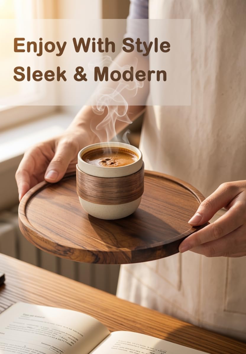 SYJAN HOME Ceramic Espresso Cups Set of 4,Natural Beige(4 oz)