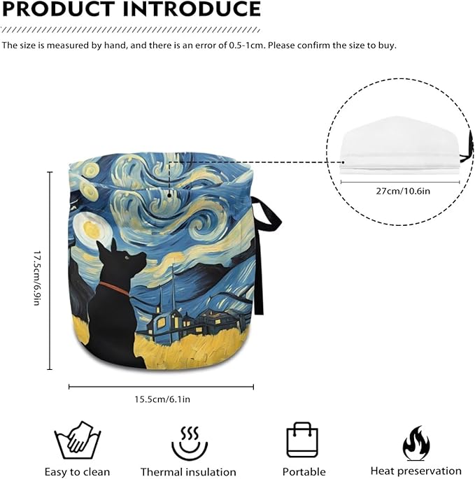 Starry Night Dog Oil Painting Breakfast Pot Cover Dust Proof Insulated Teapot Cover Keep Teapot Warm Not Easy to Pilling and Not Easy to Fade