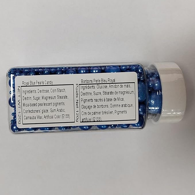 Blue Sprinkles Edible Pearls for Cake Decorating Royal Navy Blue Pearl Sprinkles 120G/ 4.23Ounce Cake Sprinkles Cupcake and Cake Topper Cookie Baking Decorations Wedding Halloween Christmas Supplies