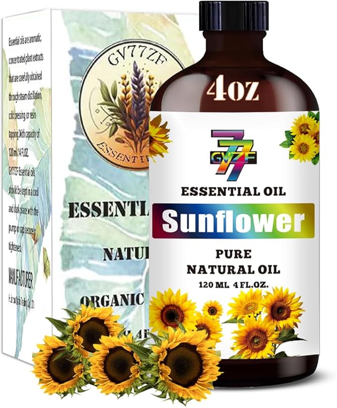 Sunflower Essential Oil (4 oz/120 ml) ??Sunflower Oils for Aromatherapy, diffusers, humidifiers, Home fragrances, DIY Skincare, soap Making, DIY Candle Making, Relaxation, Yoga, and Meditation