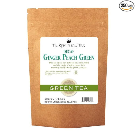 The Republic of Tea Decaf Ginger Peach Green Tea, 250 Tea Bags, Spicy Ginger Tea Gourmet Blend
