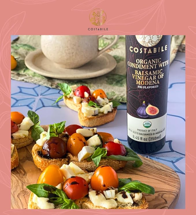Fig Flavored Balsamic Vinegar Organic of Modena, Aged Made in Italy, Natural Blend, Thick Texture, Gourmet Touch, Traditional Craft