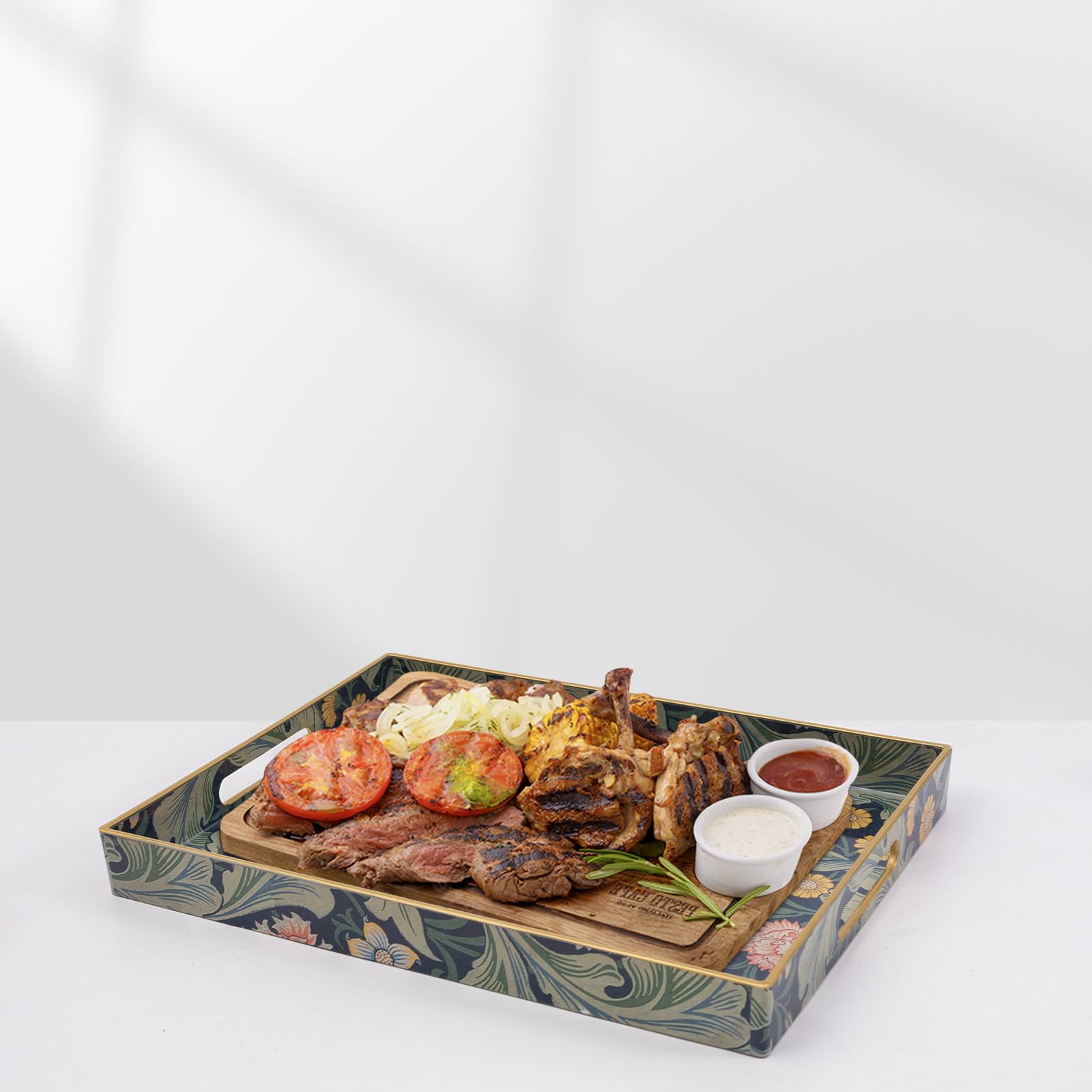AGIOTA Coffee Table Trays for Living Room Serving Tray with Handles, Modern Large Tray for Ottoman