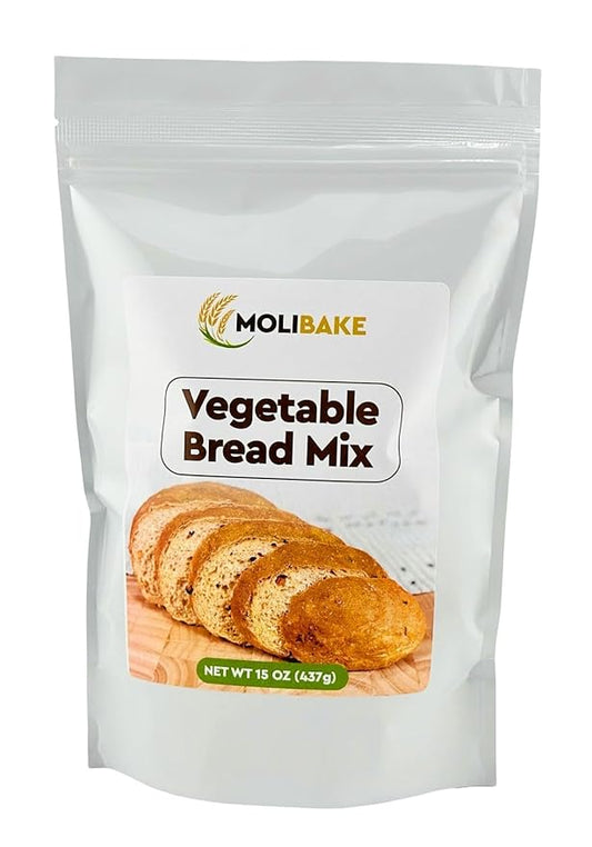 Molibake Vegetable Bread Mix - All-Natural Vegetable Bread Mix for Bread Machine and Oven Baking - 15 oz