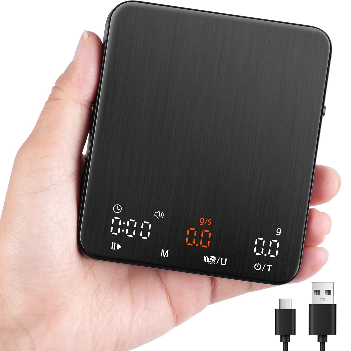 TIPRE Mini Espresso Coffee Scale with Timer & Flow Rate, 2kg/0.1g Precision Digital Coffee Scale