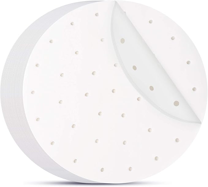 Beasea Air Fryer Parchment Paper 11 Inch, 200pcs Disposable White Perforated Parchment Paper for Air Fryer and Steaming Basket