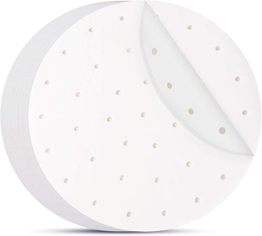 Beasea Air Fryer Parchment Paper 11 Inch, 200pcs Disposable White Perforated Parchment Paper for