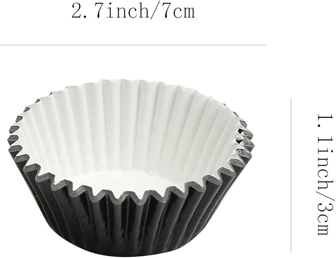 Black-Foil Cupcake Case Liners 100 Pcs Metallic Paper Baking Cups for Birthday Parties, Weddings or Baby showers ??,<div>