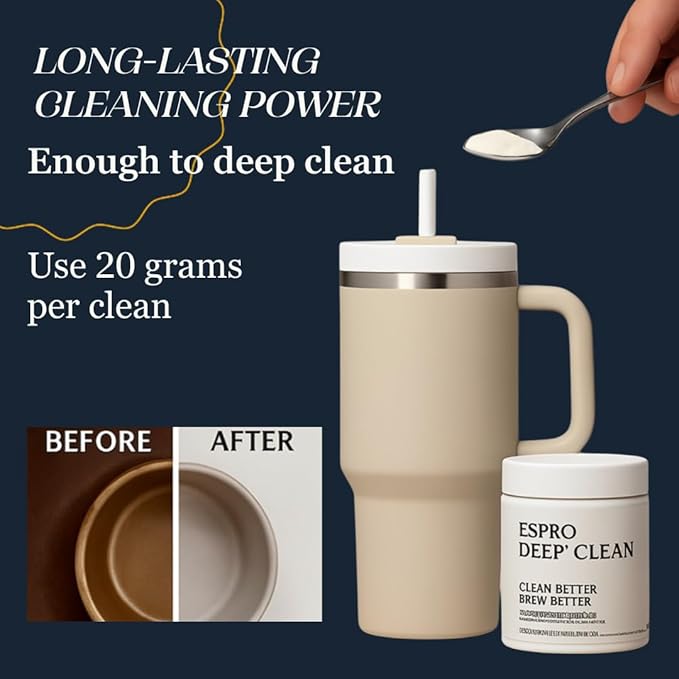 ESPRO Deep Clean, French Press Cleaning Powder Descaling Solution for ESPRO Coffee and Tea Micro-filters, 4.4 Ounces