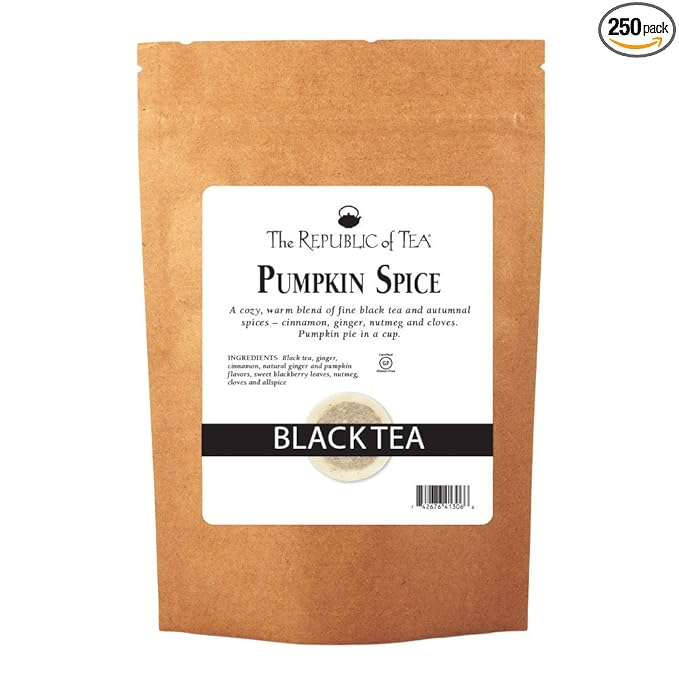 The Republic of Tea Pumpkin Spice Seasonal Black Tea, 250 Tea Bag Bulk