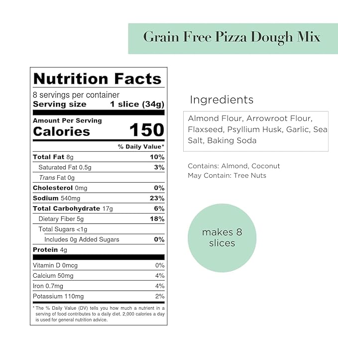Stellar Eats Grain-Free Pizza Dough Baking Mix | Gluten-Free, Dairy-Free, Plant-Based, Paleo-Friendly | No Added Sugar | Almond Flour-Based | Non-GMO Project Verified, Kosher | 9.5 oz | 2 Pack