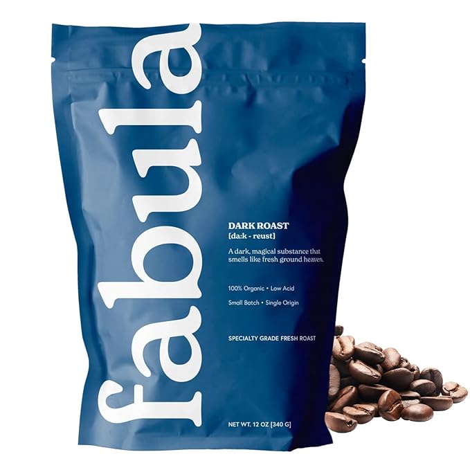 Fabula Coffee Dark Roast Whole Beans - Organic - Low Acid - Single Origin - Non GMO - Mold Free - 12 Ounces