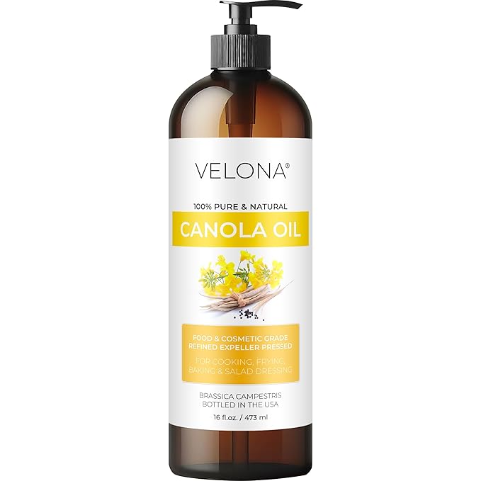 velona Canola Seed Oil 16 fl oz | 100% Pure and Natural Carrier Oil | Refined, Expeller pressed | Cooking, Dressing, Skin, Face, Body, Hair Care | Use Today - Enjoy Results