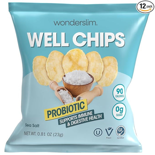 WonderSlim Potato Well Chips, Sea Salt, With Probiotics & Immune Support, Vegan, Gluten Free (12ct)