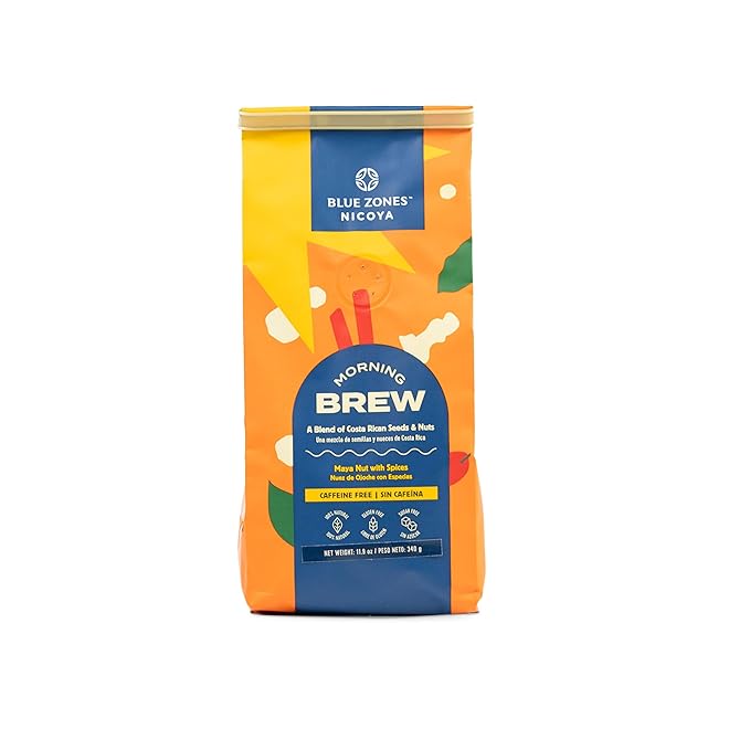 Blue Zones Nicoya - Morning Brew, Maya Nut and Spices- 100% Natural Ground Coffee Alternative - High Micronutrients - Gluten & Sugar-Free (12 oz/ 340 g)