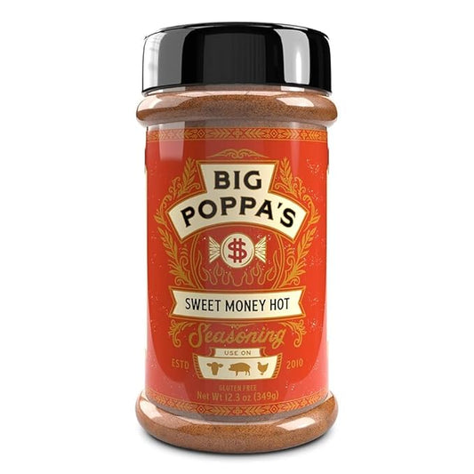 Big Poppa's Sweet Money Hot Seasoning — Irresistible Sweet & Spicy Blend with Jalapeno Powder — Gluten-Free Spice Mix — Dry Rubs for Smoking and Grilling with Honey BBQ (12.3 Oz)